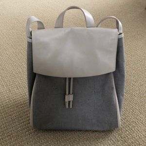 Skagen off-white leather and gray fabric backpack